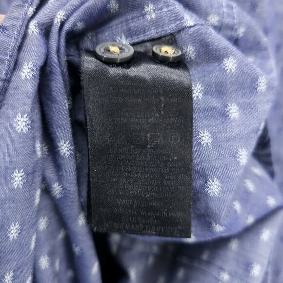 TED BAKER Blue Chambray Long Sleeve Button Down Shirt Iridescent Size M/L - Picture 8 of 10